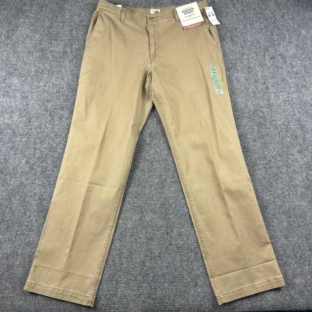 Dockers Khaki Pants‎ Mens 36x34 Tan Broken In Washed Straight Fit Stretch Chinos